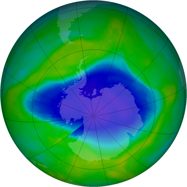 Antarctic ozone map for 30 November 1998